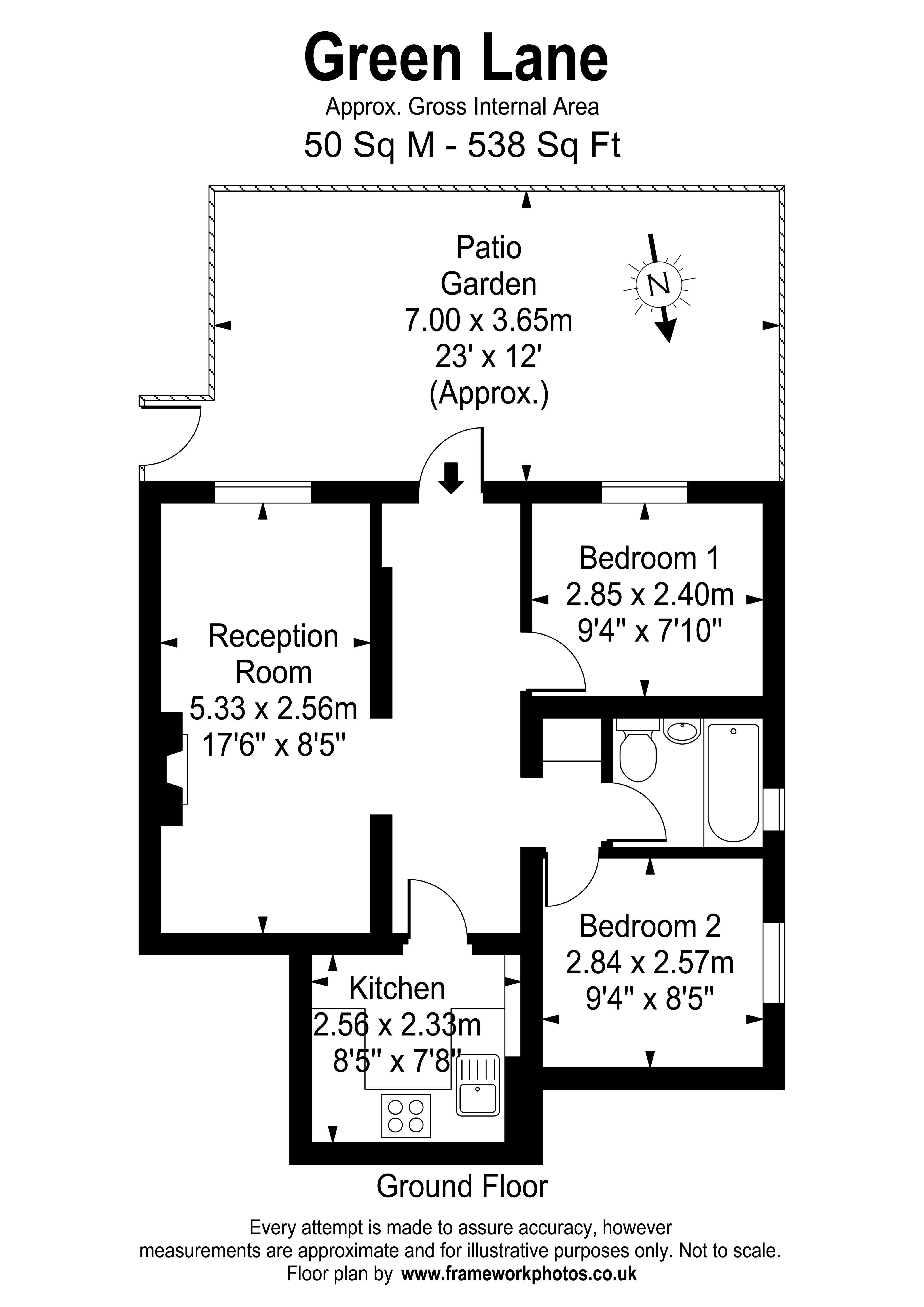 Floorplans For Garden Flat, Green Lane, Addlestone