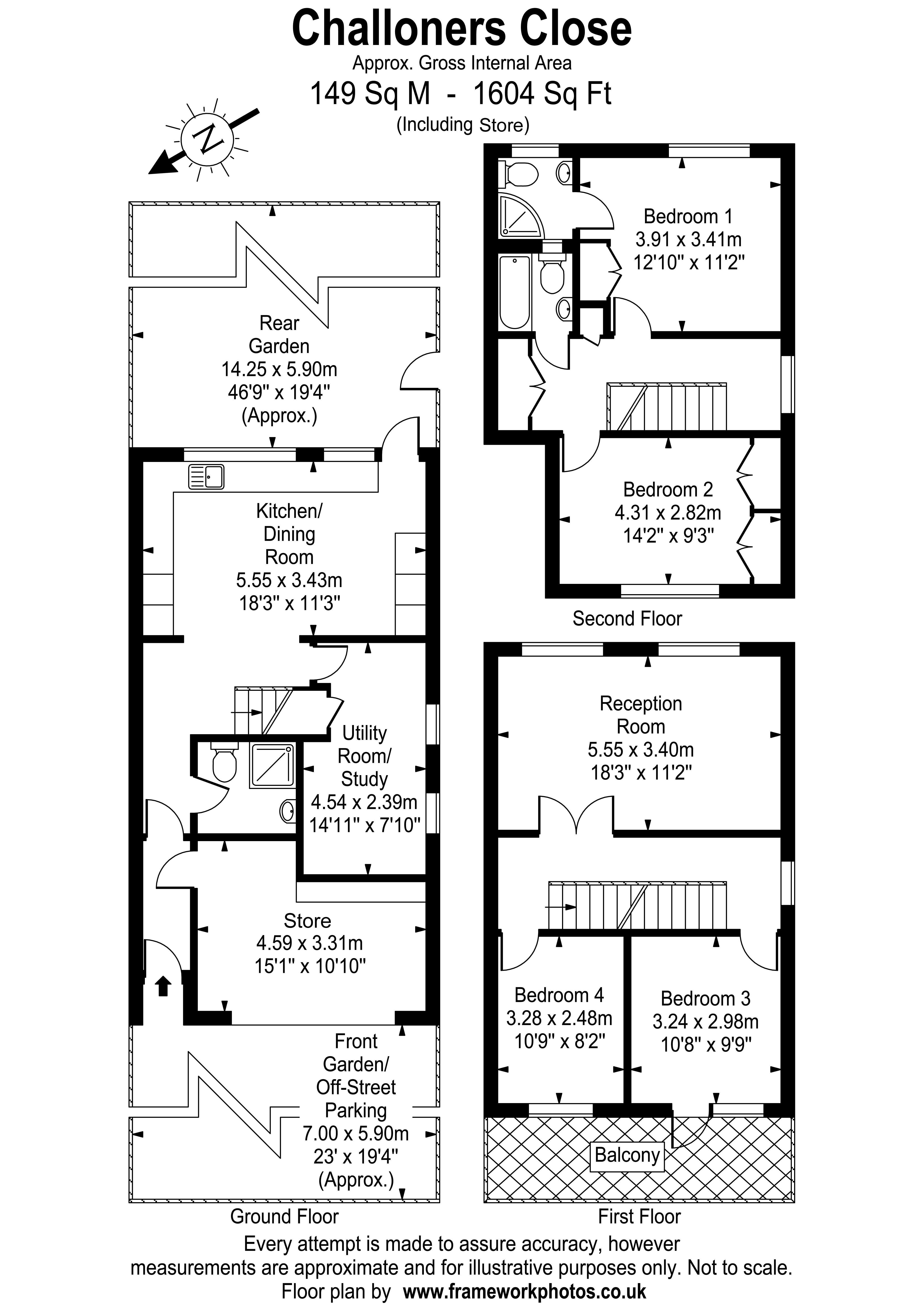 Floorplans For Challoners Close, East Molesey